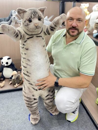Кот большой полосатый бурый 120см,игрушка мягкая